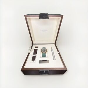 Longines Legend Diver Bronze 42mm Auto Green Dial 300m Box Papers Extra Strap